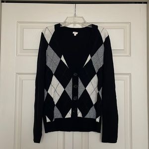 J.Crew Argyle Button Up Sweater/Cardigan